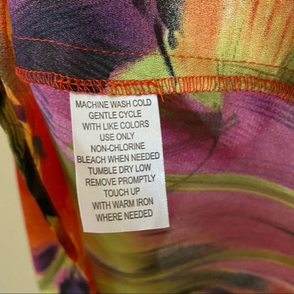 Sunny Leigh Women's Size PP Petite Small Colorful Floral Ruffled Neck Dress - Picture 6 of 6